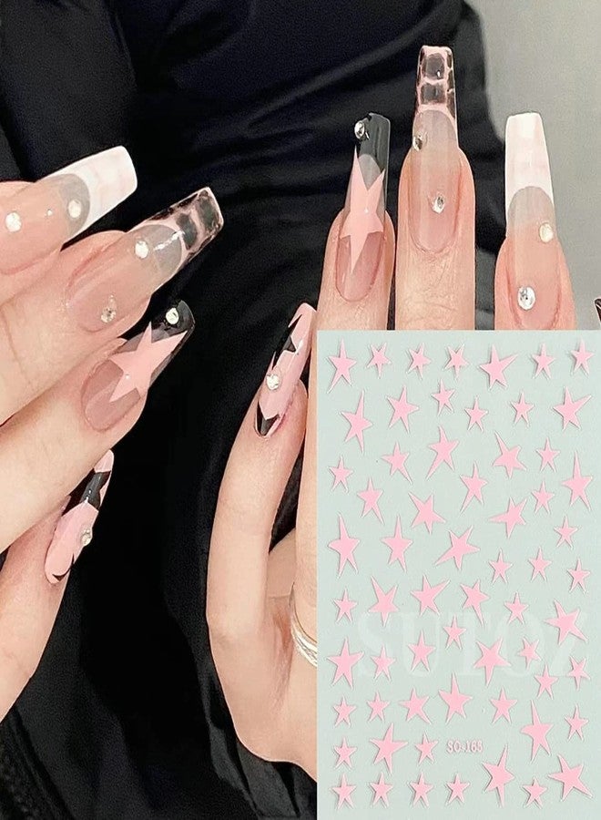 BSBTBZ 8 Sheets Star Nail Art Stickers Decals Designer Nail Art Supplies 3D Glitters Starlight Irregular Pentagram Black White Pink Lase Stars Gold Nail Design Decal for Woman DIY Manicure Decoration - Image 5